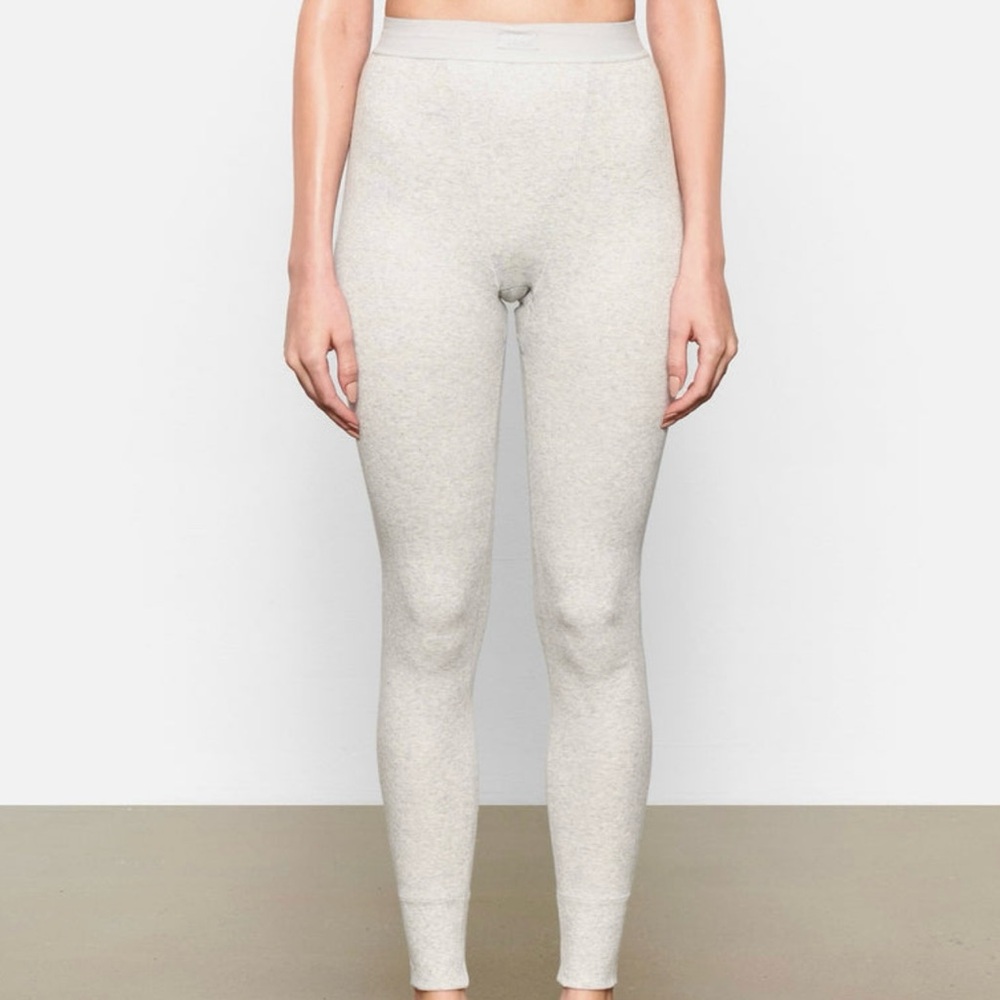 Skims Cotton Rib Legging in Light Heather Grey Sz Small